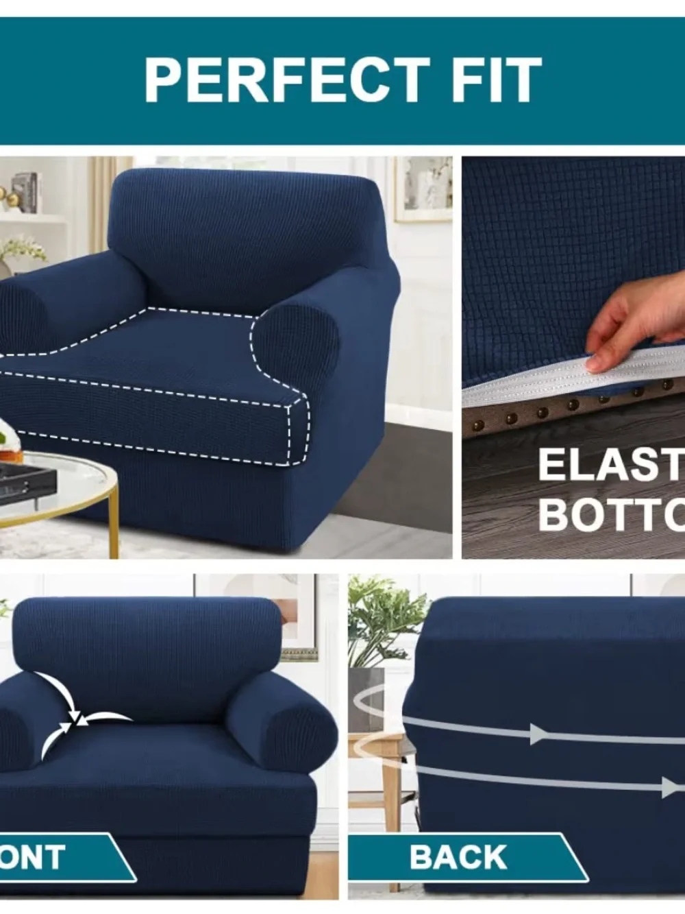 Navy stretchy armchair cover NEW